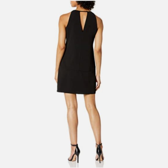 Sam Edelman Sleeveless Black Crepe V-Neck Shift Dress 6 - Picture 5 of 7